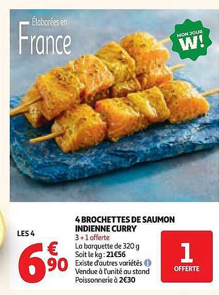 4 BROCHETTES DE SAUMON INDIENNE CURRY