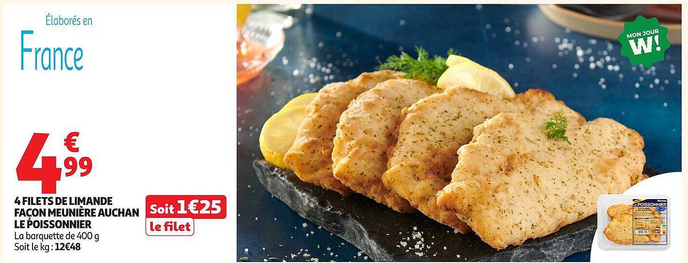 4 FILETS DE LIMANDE FACON MEUNIERE AUCHAN LE POISSONNIER