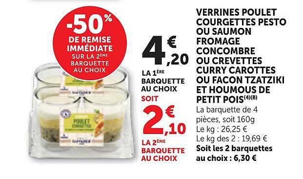 -50% DE REMISE IMMÉDIATE SUR LA 2ÈME BARQUETTE AU CHOIX