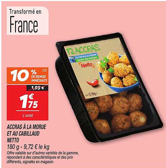 ACCRAS À LA MORUE ET AU CABILLAUD NETTO
