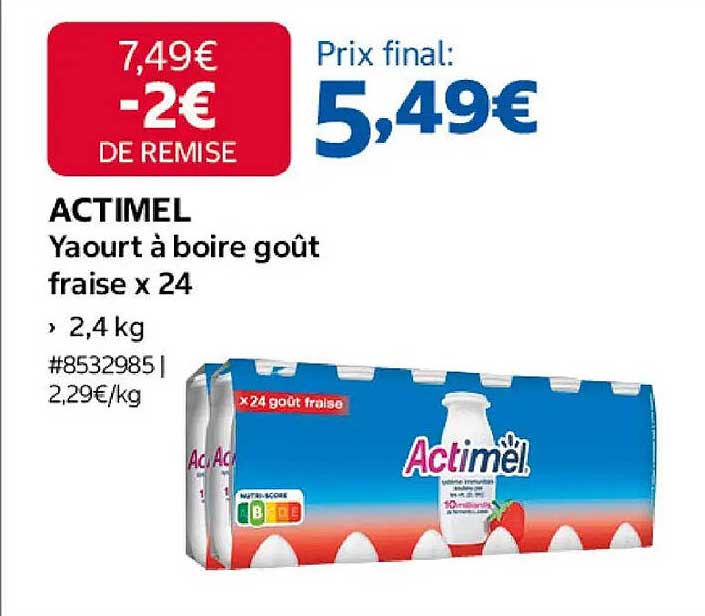 ACTIMEL Yaourt à boire goût fraise x 24