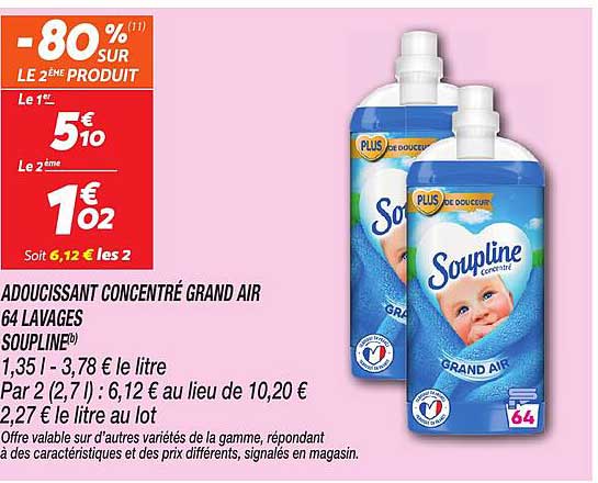 ADOUCISSANT CONCENTRÉ GRAND AIR 64 LAVAGES SOUPLINE