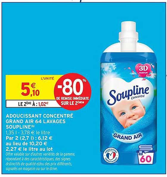 ADOUCISSANT CONCENTRÉ GRAND AIR 64 LAVAGES SOUPLINE