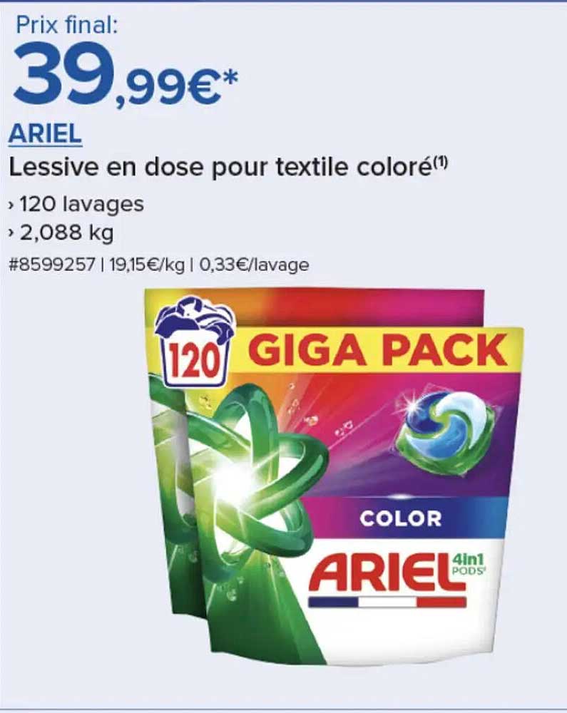 ARIEL Lessive en dose pour textile coloré(1)