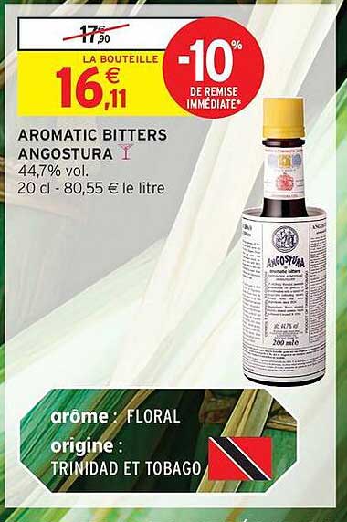AROMATIC BITTERS ANGOSTURA 44,7% vol. 20 cl - 80,55 € le litre