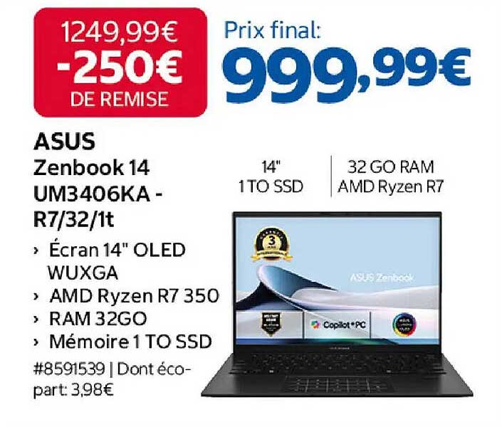 ASUS Zenbook 14 UM3406KA - R7/32/1t