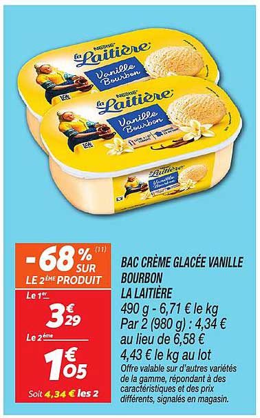 BAC CRÈME GLACÉE VANILLE BOURBON LA LAITIÈRE