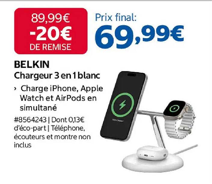 BELKIN Chargeur 3 en 1 blanc