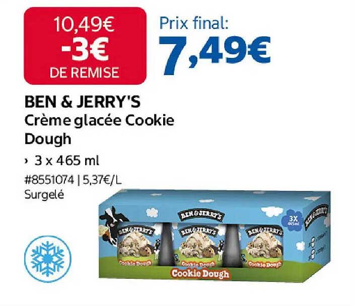 BEN & JERRY'S Crème glacée Cookie Dough