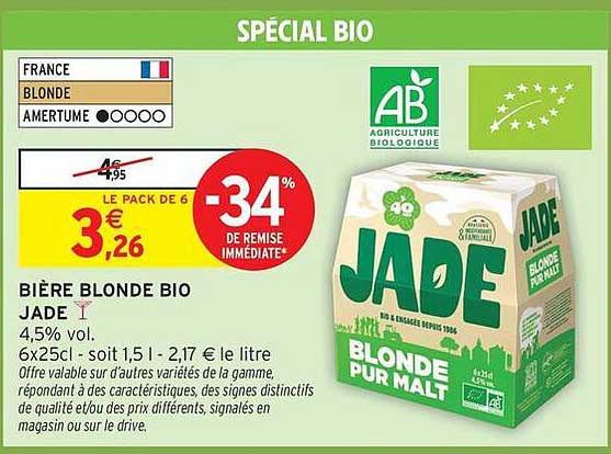 BIÈRE BLONDE BIO JADE