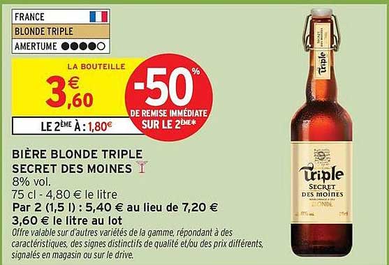 BIÈRE BLONDE TRIPLE SECRET DES MOINES