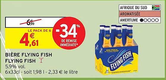 BIÈRE FLYING FISH FLYING FISH 5.9% vol. 6x33cl - soit 1,98 l - 2,33 € le litre