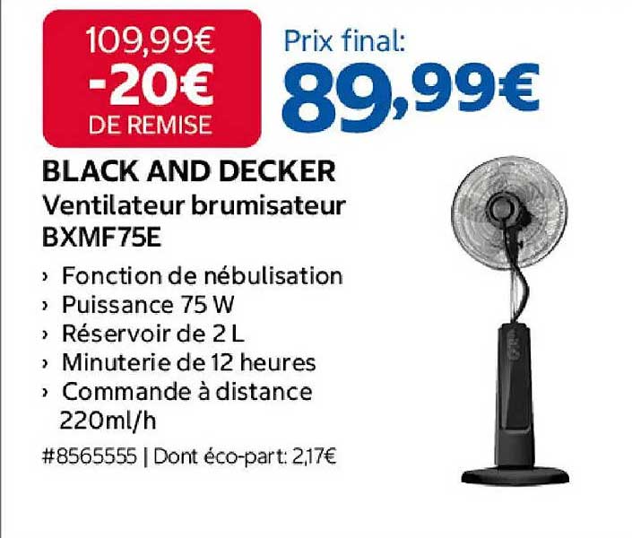 BLACK AND DECKER Ventilateur brumisateur BXMF75E