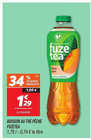BOISSON AU THÉ PÊCHE FUZETEA 1,75 l - 0,74 € le litre