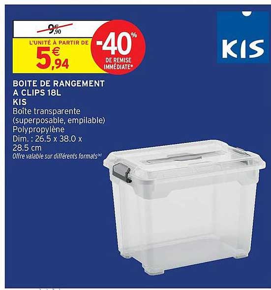 BOITE DE RANGEMENT A CLIPS 18L KIS