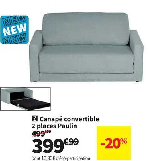 Canapé convertible 2 places Paulin