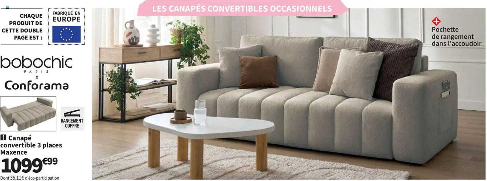 Canapé convertible 3 places Maxence