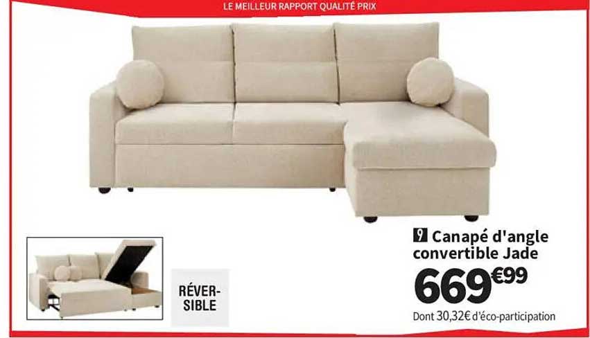 Canapé d'angle convertible Jade