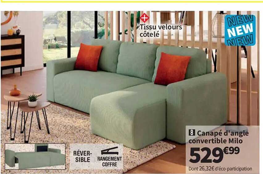 Canapé d'angle convertible Milo