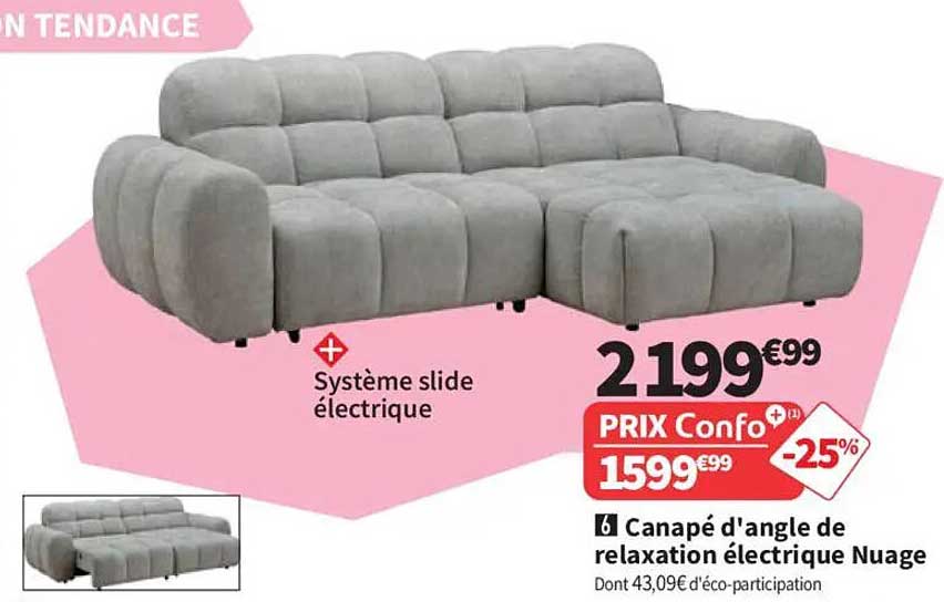 Canapé d'angle de relaxation électrique Nuage