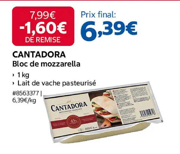 CANTADORA Bloc de mozzarella