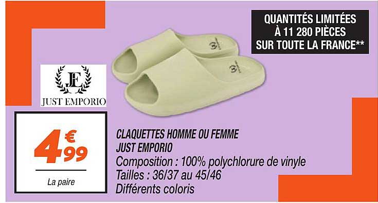 CLAQUETTES HOMME OU FEMME JUST EMPORIO
