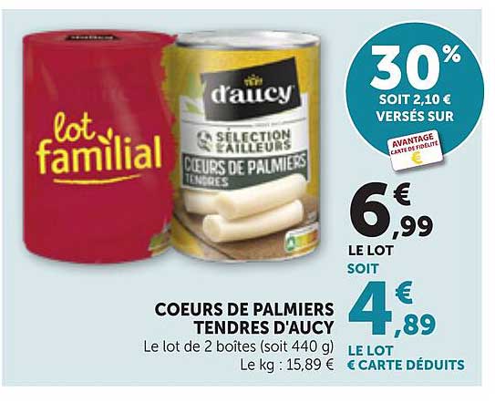 COEURS DE PALMIERS TENDRES D'AUCY
