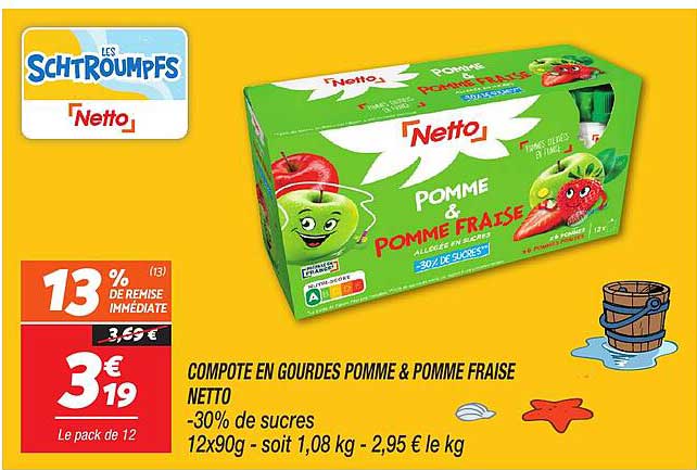 COMPOTE EN GOURDES POMME & POMME FRAISE NETTO