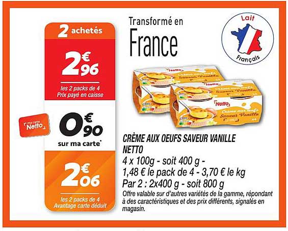 CRÈME AUX OEUFS SAVEUR VANILLE NETTO