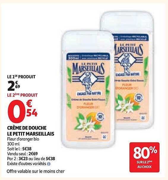CRÈME DE DOUCHE LE PETIT MARSEILLAIS Fleur d’oranger bio 300 ml