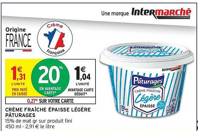 CRÈME FRAÎCHE ÉPAISSE LÉGÈRE PÂTURAGES