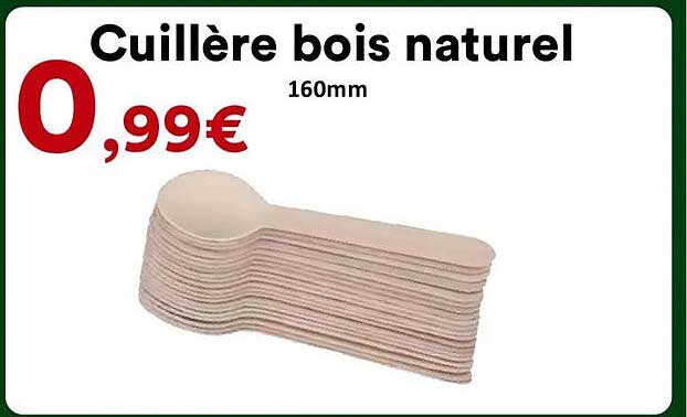 Cuillère bois naturel 160mm
