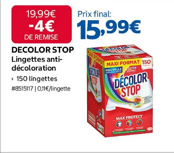 DECOLOR STOP Lingettes anti-décoloration, 150 lingettes