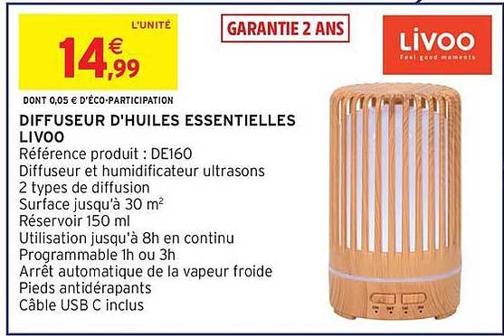DIFFUSEUR D'HUILES ESSENTIELLES LIVOO