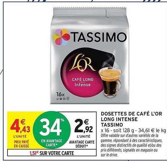 DOSETTES DE CAFÉ L'OR LONG INTENSE TASSIMO