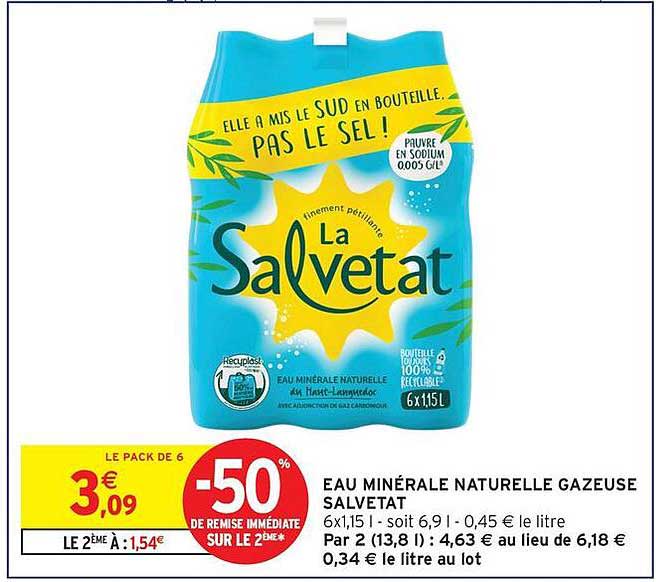 Eau minérale naturelle gazeuse Salvetat