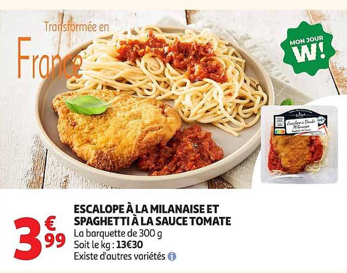 ESCALOPE À LA MILANAISE ET SPAGHETTI À LA SAUCE TOMATE