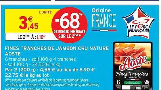 FINES TRANCHES DE JAMBON CRU NATURE AOSTE