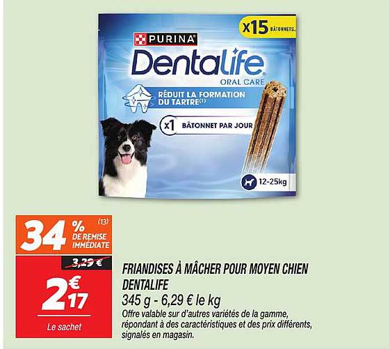 FRANDISES À MÂCHER POUR MOYEN CHIEN DENTALIFE