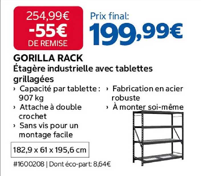 GORILLA RACK Étagère industrielle avec tablettes grillagées