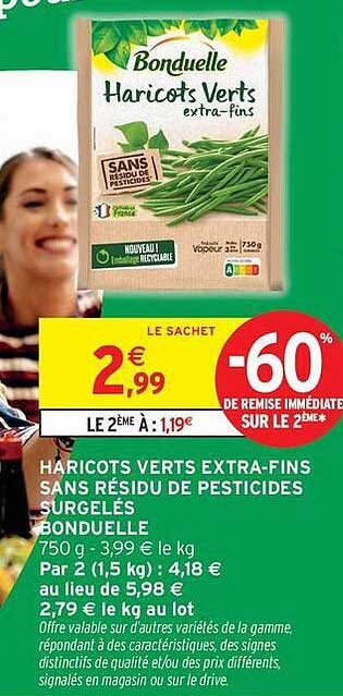Haricots verts extra-fins sans résidu de pesticides surgelés Bonduelle