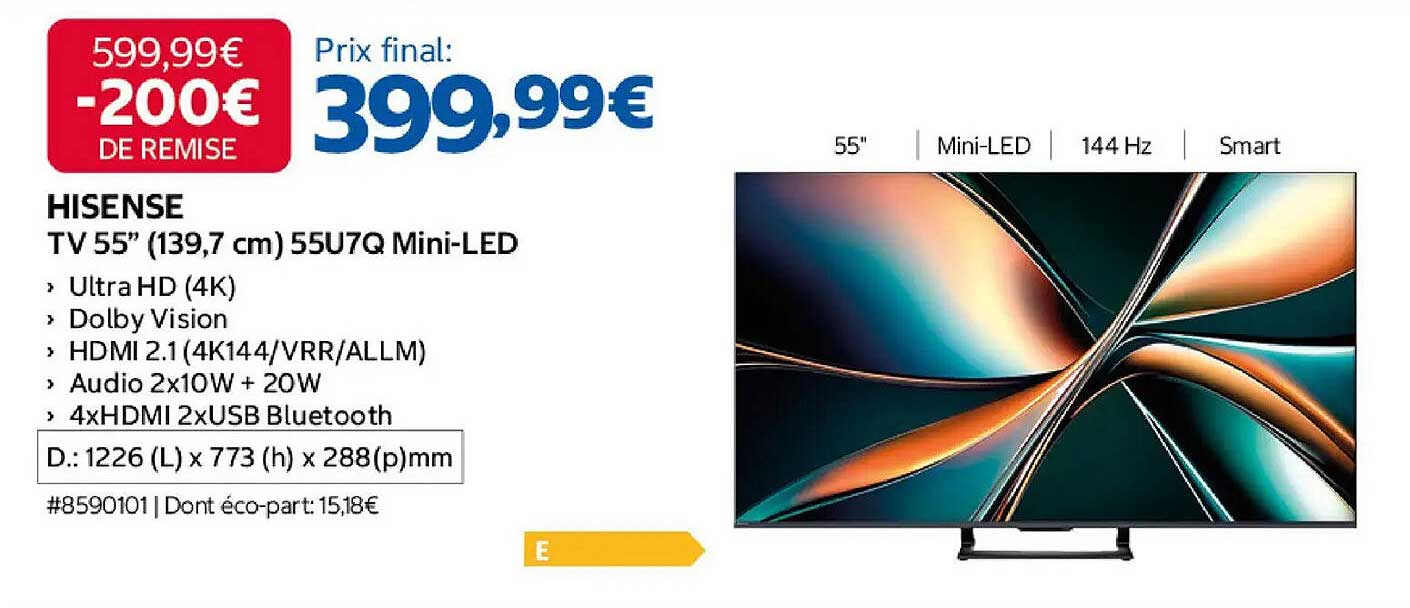 HISENSE TV 55'' (139,7 cm) 55U7Q Mini-LED