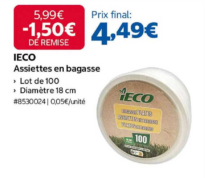 IECO Assiettes en bagasse