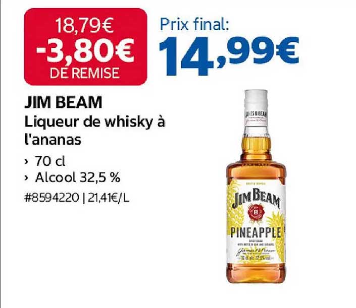 JIM BEAM Liqueur de whisky à l'ananas