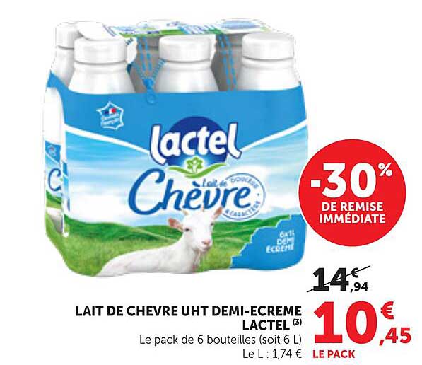 LAIT DE CHEVRE UHT DEMI-ECREME LACTEL