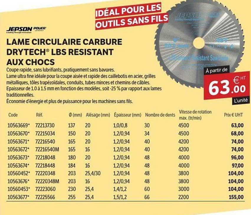 LAME CIRCULAIRE CARBURE DRYTECH® LBS RESISTANT AUX CHOCS
