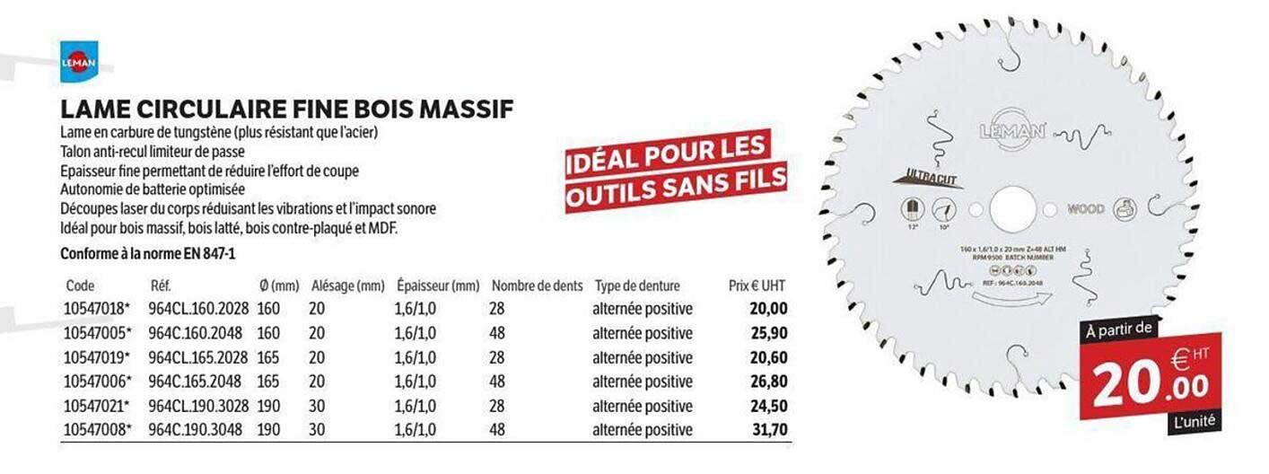 LAME CIRCULAIRE FINE BOIS MASSIF
