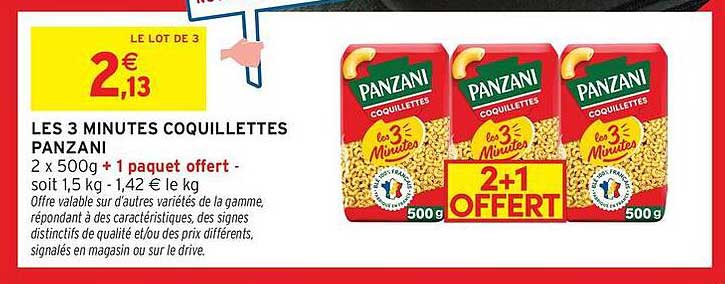 LES 3 MINUTES COQUILLETTES PANZANI
