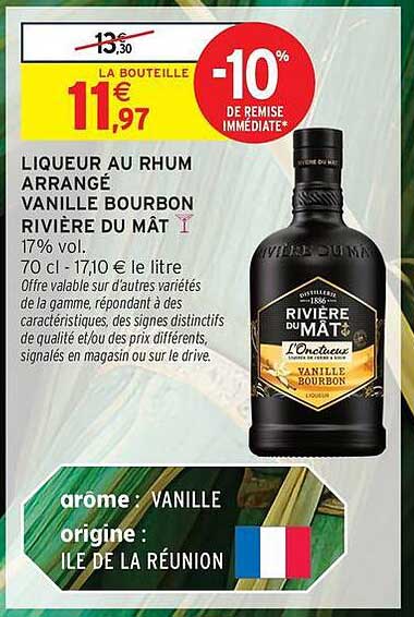 LIQUEUR AU RHUM ARRANGÉ VANILLE BOURBON RIVIÈRE DU MÂT