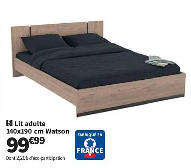 Lit adulte 140x190 cm Watson